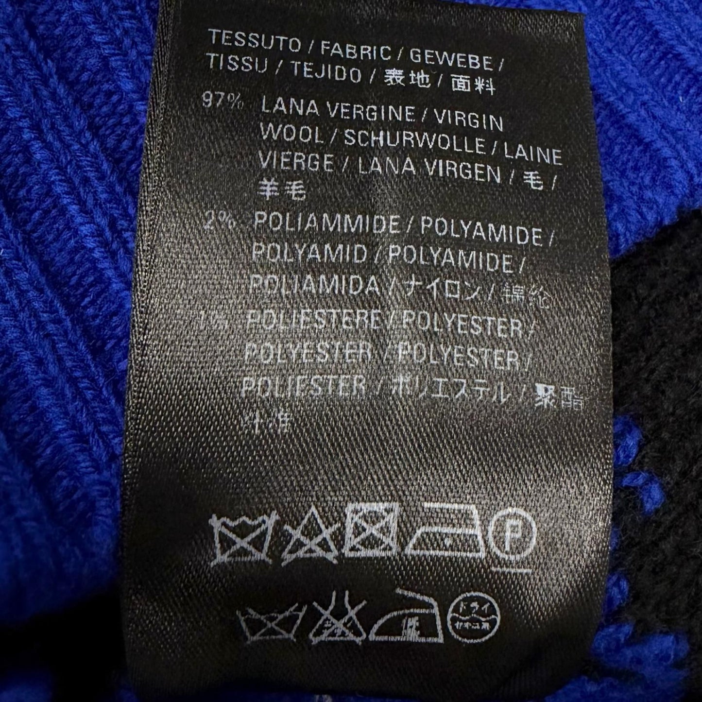 Balenciaga Wool Overall Logo Crew Neck Knit Sweater Blue — view 8