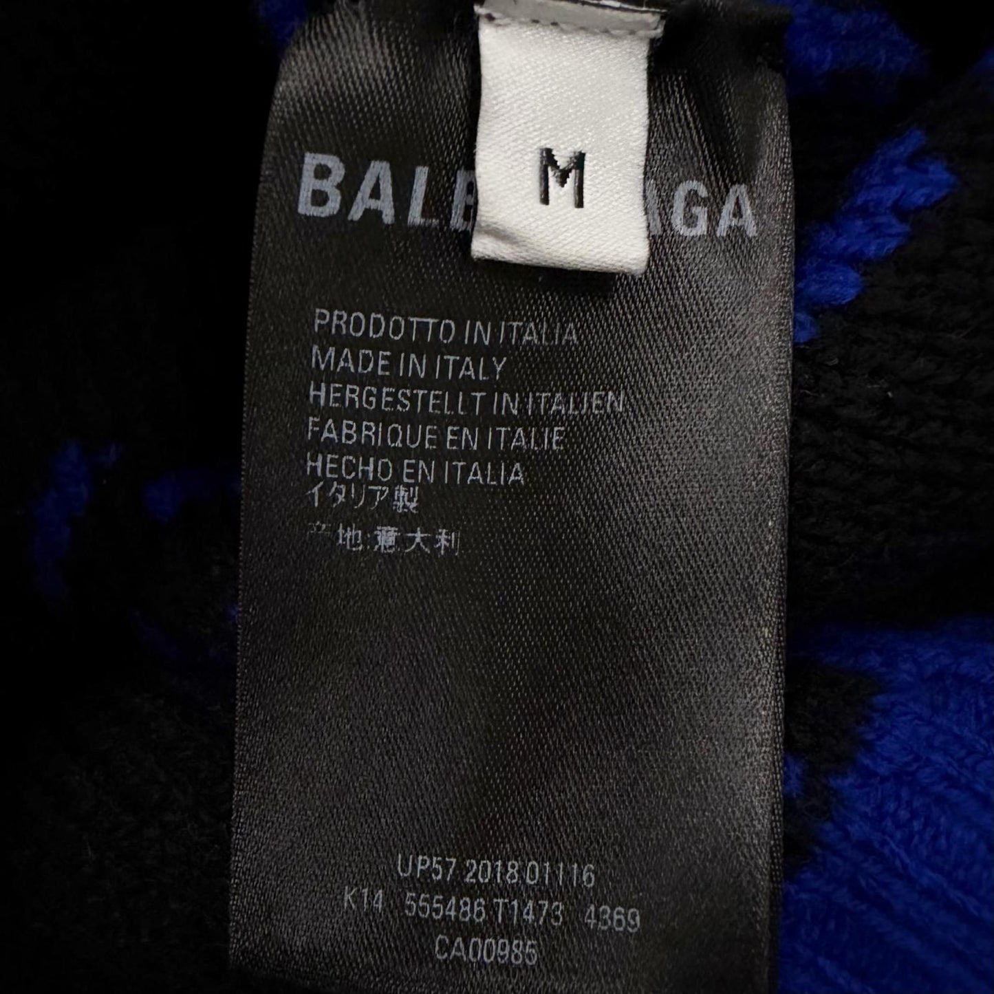 Balenciaga Wool Overall Logo Crew Neck Knit Sweater Blue — view 6