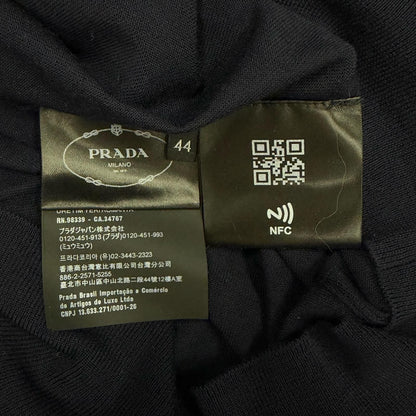 Prada 100% Virgin Wool Collared 2-Way Long Sleeve Knit Polo Shirt Top Navy 44 — view 7