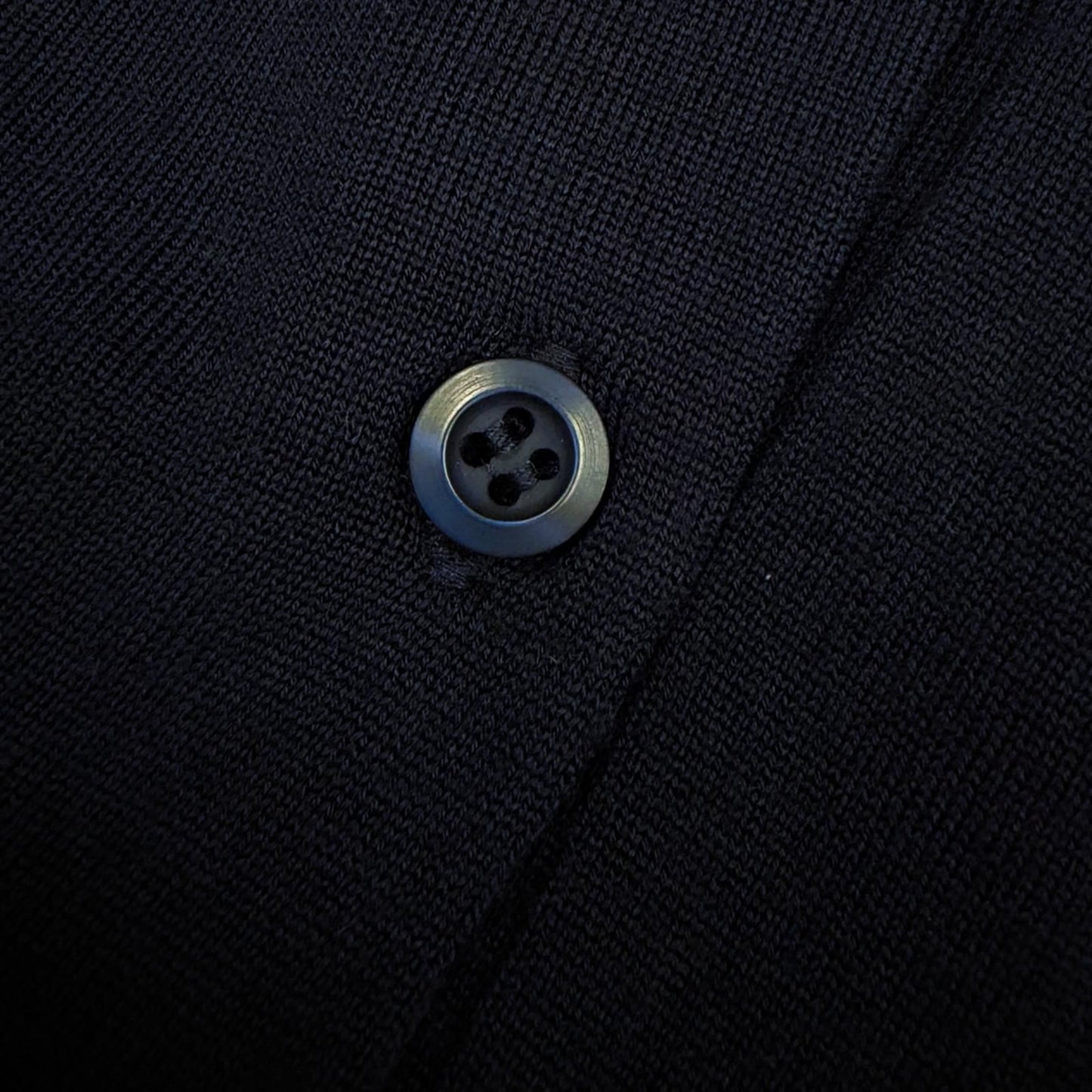 Prada 100% Virgin Wool Collared 2-Way Long Sleeve Knit Polo Shirt Top Navy 44 — view 6