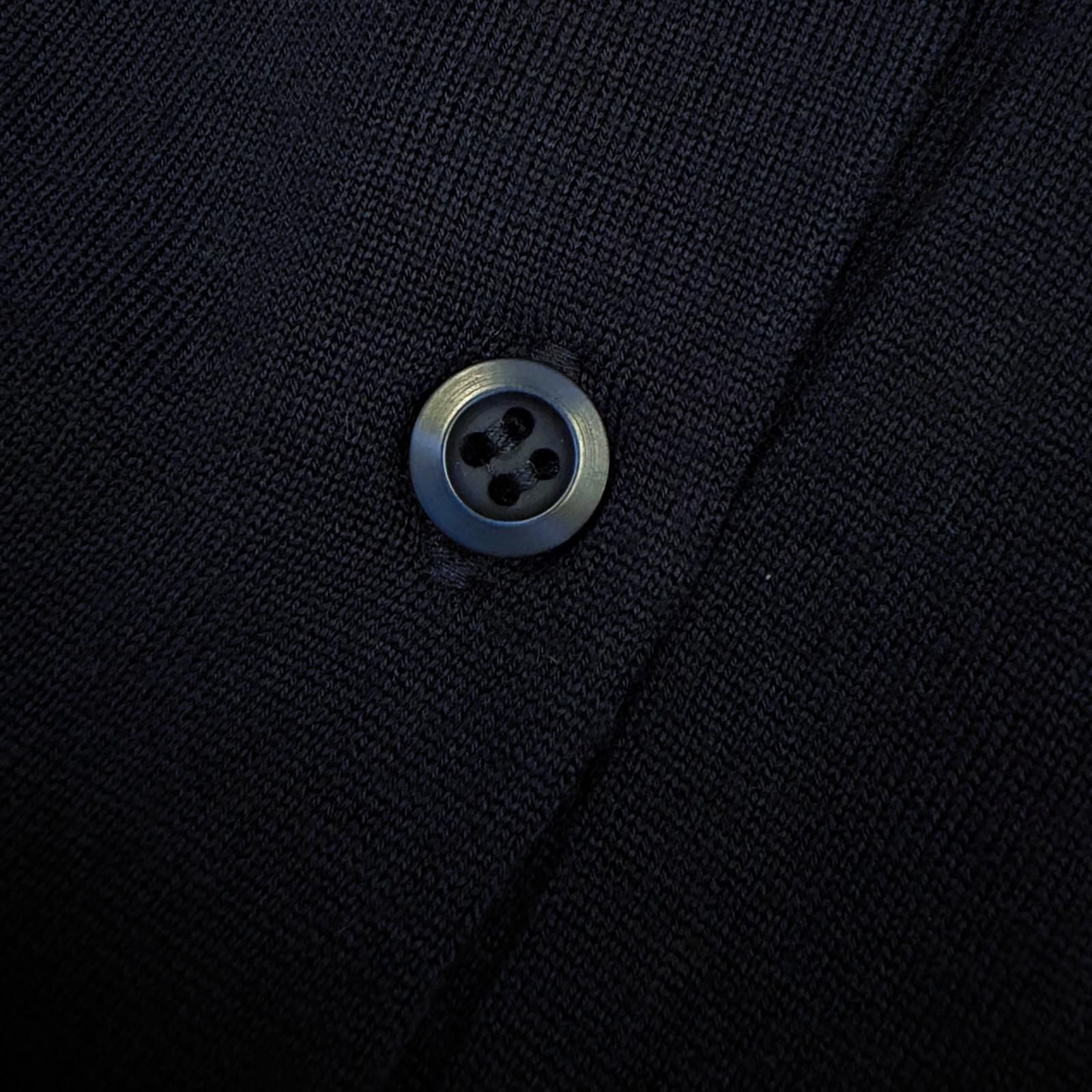Prada 100% Virgin Wool Collared 2-Way Long Sleeve Knit Polo Shirt Top Navy 44 — view 6