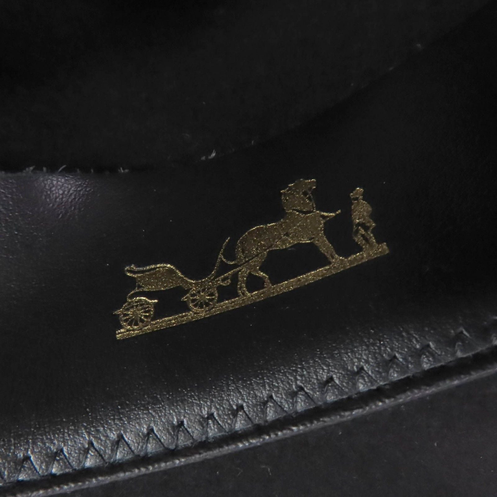 Hermes Gold Chaine D'ancre Beaver Felt Hat Black 57 — view 8