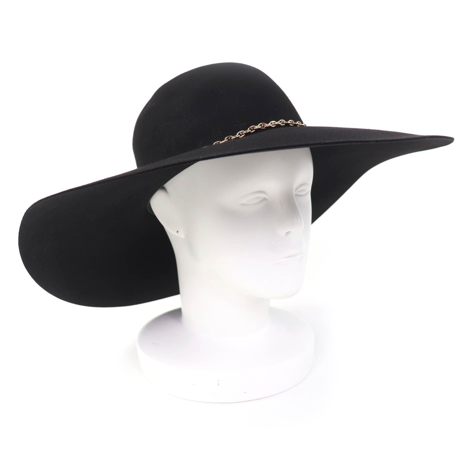 Hermes Gold Chaine D'ancre Beaver Felt Hat Black 57