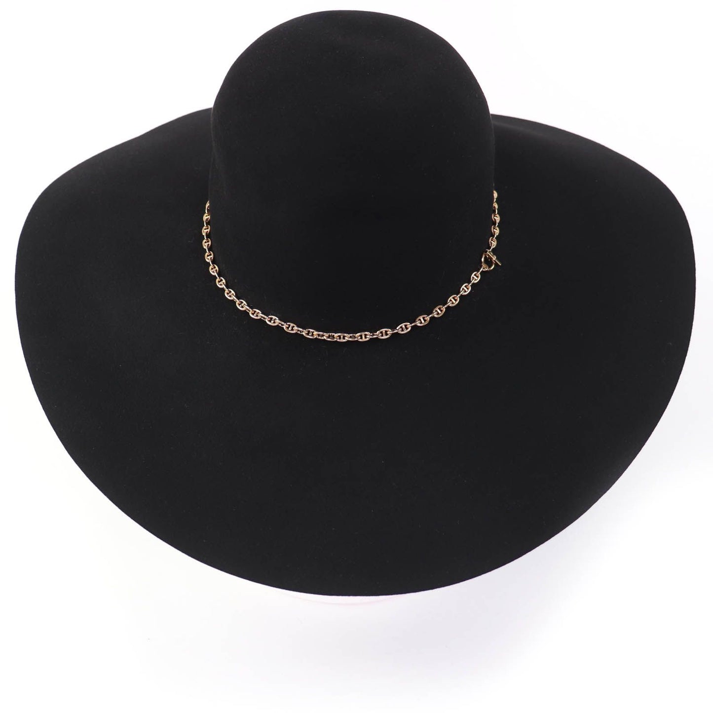 Hermes Gold Chaine D'ancre Beaver Felt Hat Black 57 — view 4