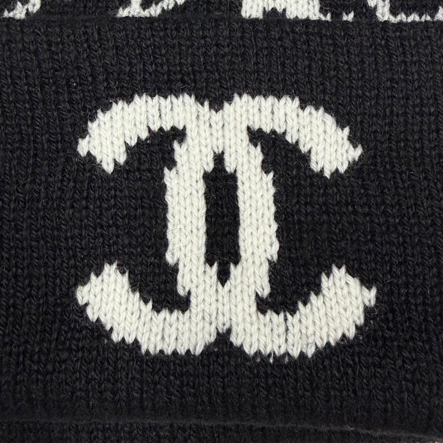 Chanel Cashmere CC Logo Camellia Knit Cap Black White Hat — view 7