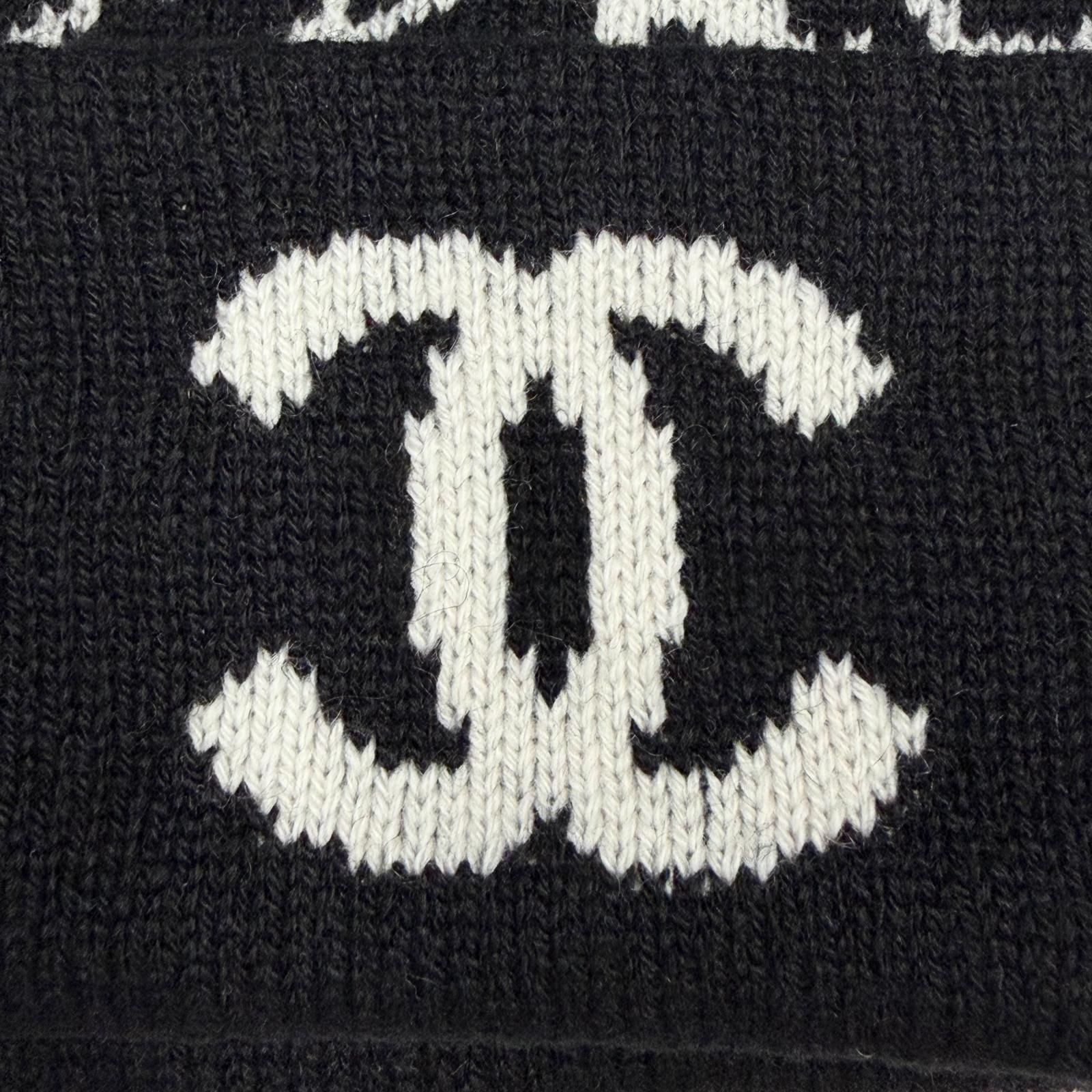 Chanel Cashmere CC Logo Camellia Knit Cap Black White Hat — view 7