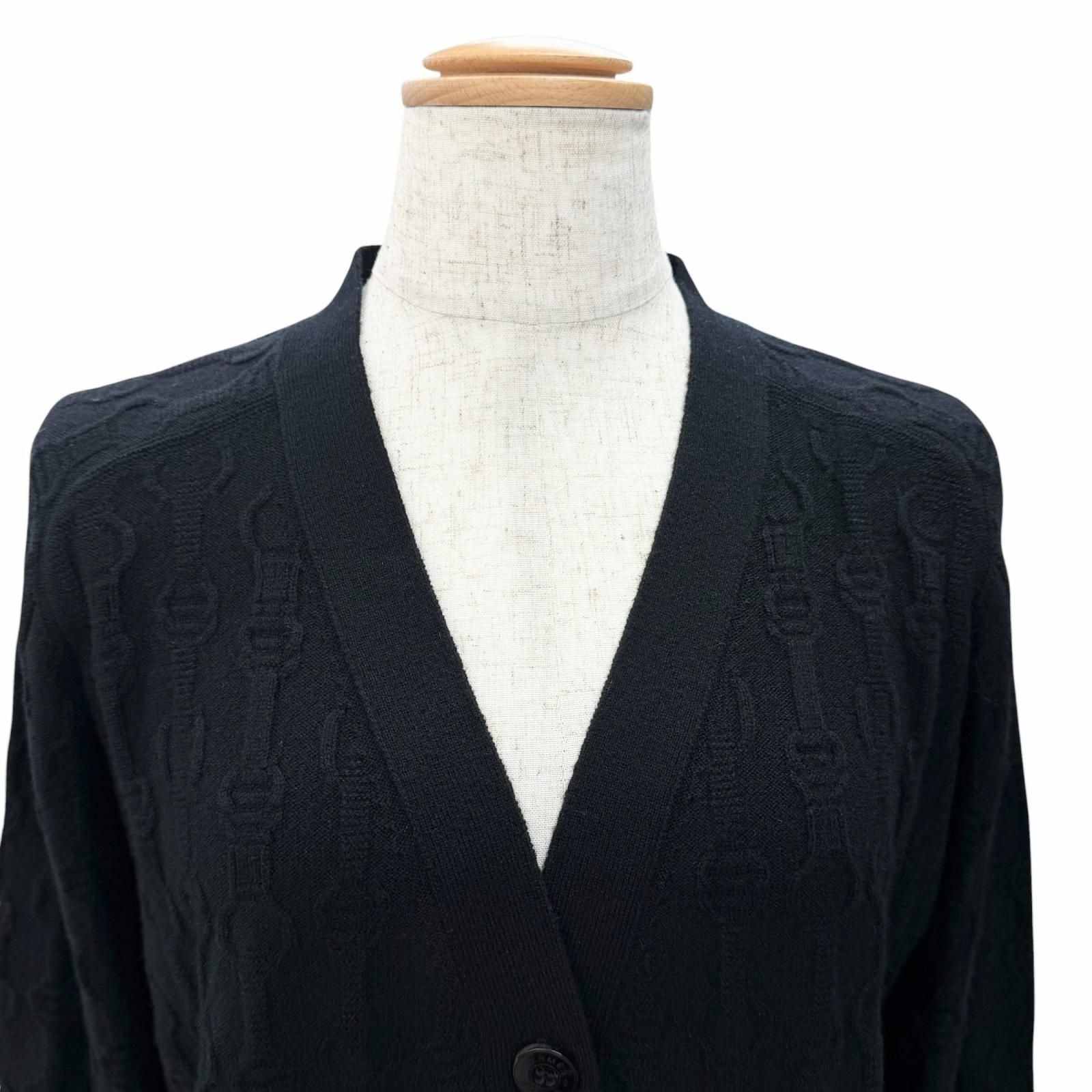 Hermes Cashmere Chaine D'ancre Pattern Knit Series Button Neck Long Sleeve Long — view 4