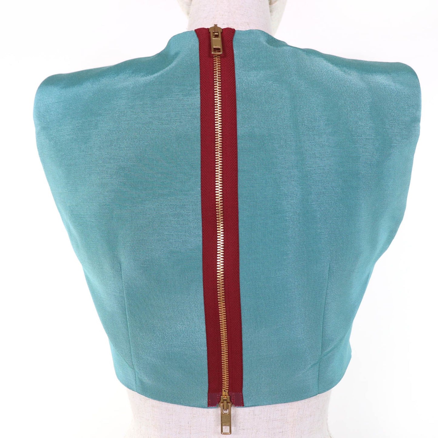 Gucci Cotton Back Zip Cropped Length Vest Blue 36 — view 3
