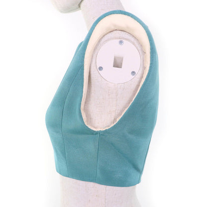 Gucci Cotton Back Zip Cropped Length Vest Blue 36 — view 2