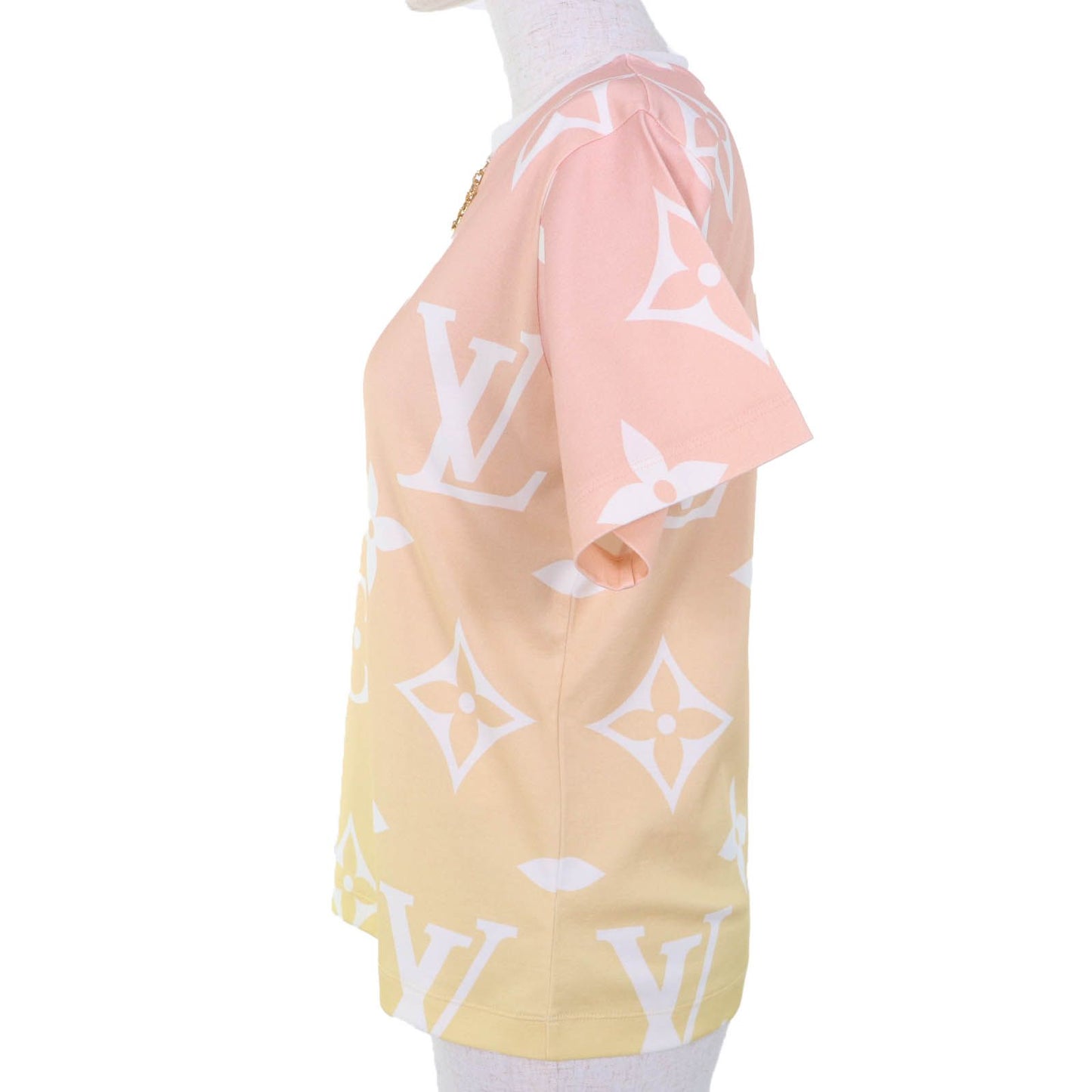 Louis Vuitton Sunrise Monogram Flounce Sleeve T-Shirt Cotton 100% Short Orange — view 2