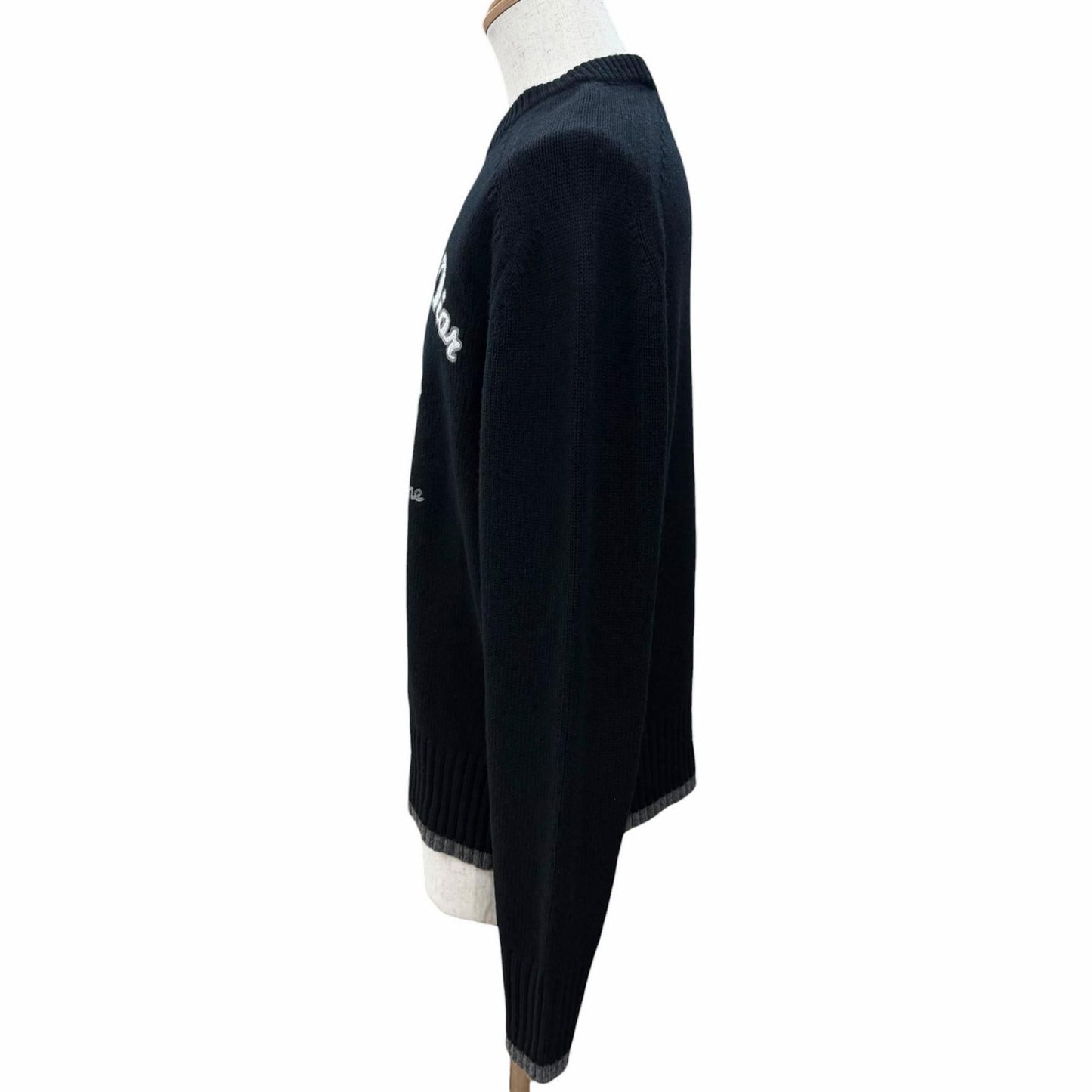 Dior Homme Wool Atelier Embroidery Long Sleeve Knit Sweater Black Gray — view 3