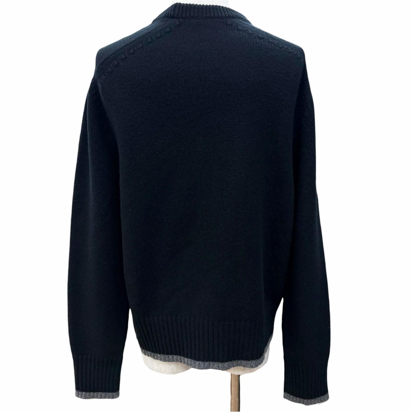 Dior Homme Wool Atelier Embroidery Long Sleeve Knit Sweater Black Gray — view 4
