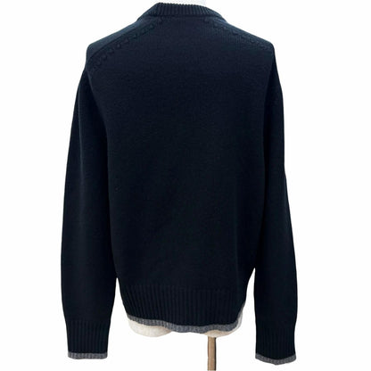 Dior Homme Wool Atelier Embroidery Long Sleeve Knit Sweater Black Gray — view 4