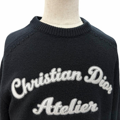 Dior Homme Wool Atelier Embroidery Long Sleeve Knit Sweater Black Gray — view 2