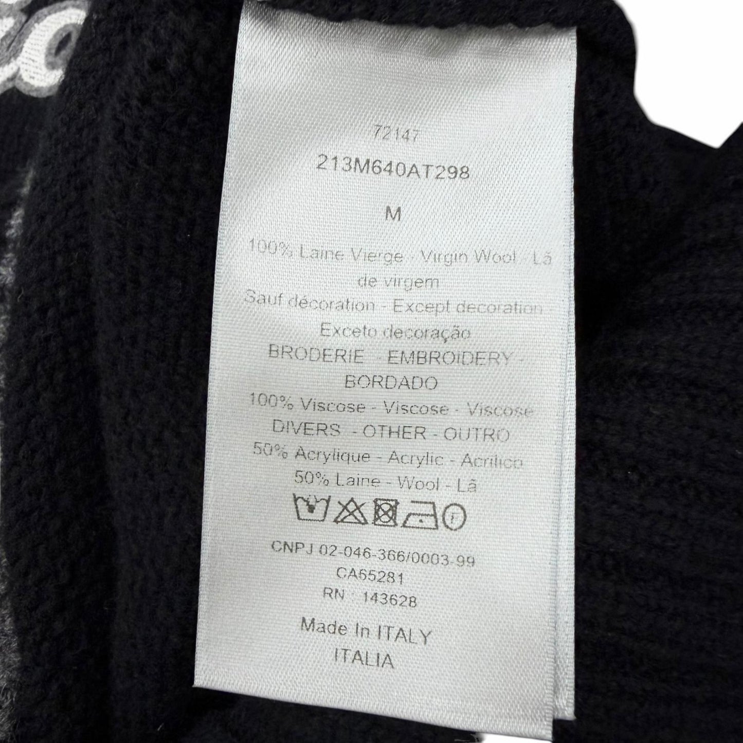 Dior Homme Wool Atelier Embroidery Long Sleeve Knit Sweater Black Gray — view 6