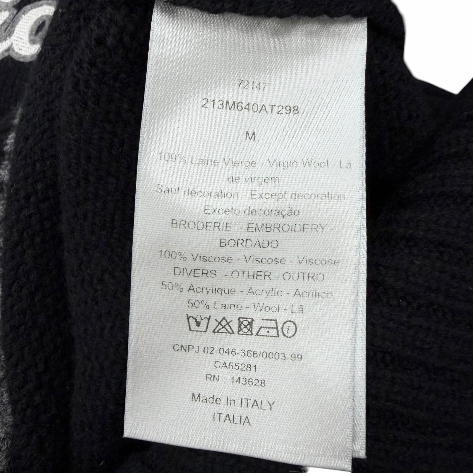 Dior Homme Wool Atelier Embroidery Long Sleeve Knit Sweater Black Gray — view 6