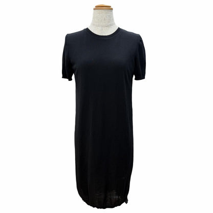 Dior Wool All Over Pattern Pleated Switch Short Sleeve Knit Dress Black 42