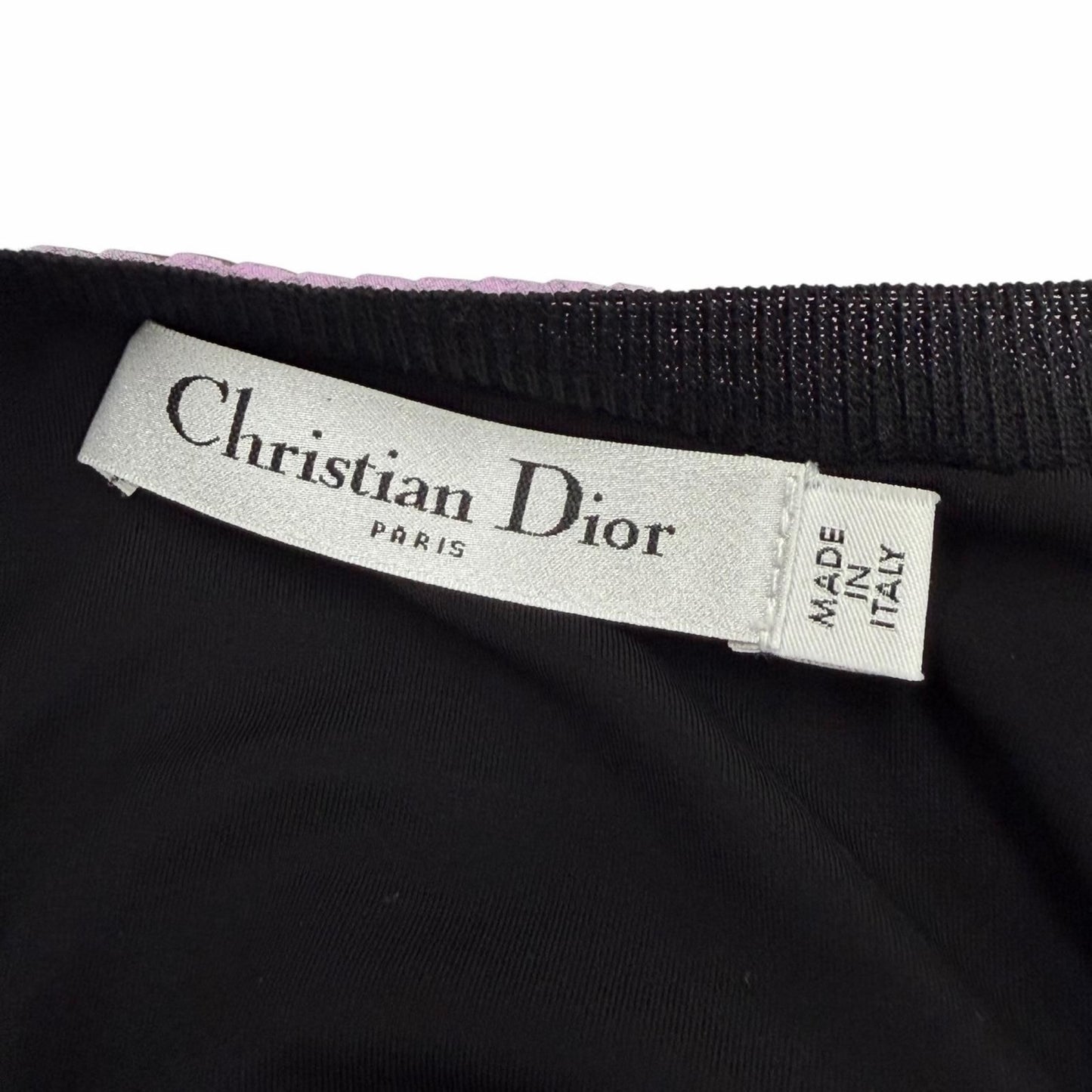 Dior Wool All Over Pattern Pleated Switch Short Sleeve Knit Dress Black 42 — view 5