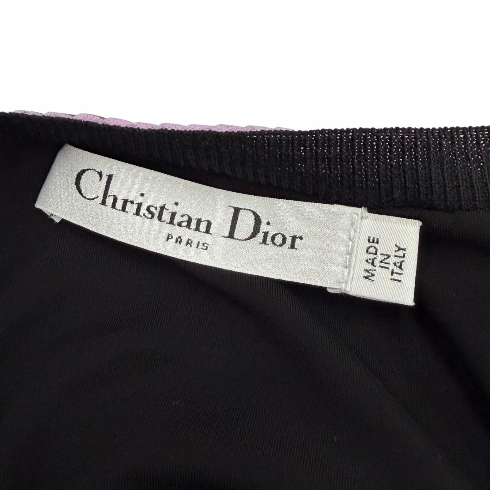 Dior Wool All Over Pattern Pleated Switch Short Sleeve Knit Dress Black 42 — view 5