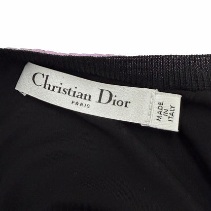 Dior Wool All Over Pattern Pleated Switch Short Sleeve Knit Dress Black 42 — view 5