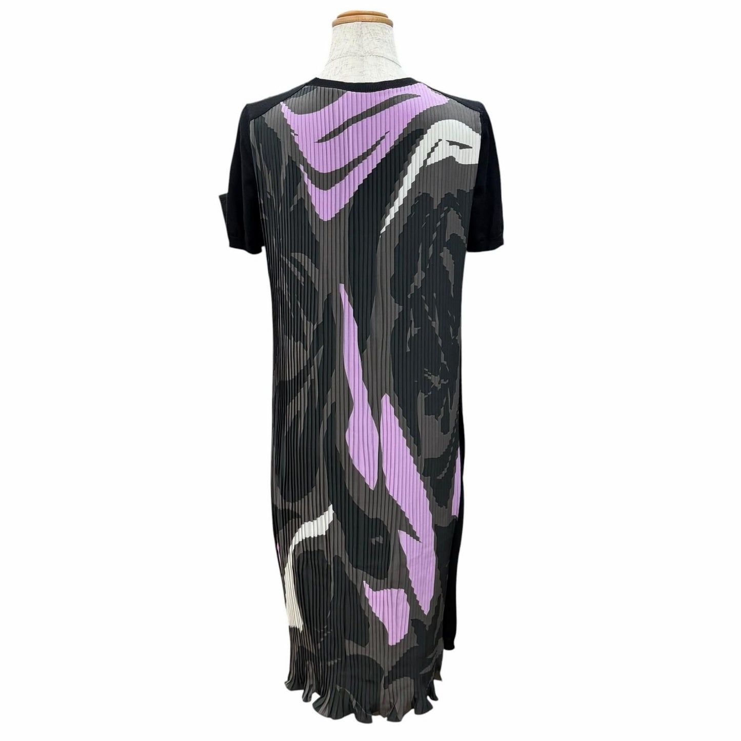 Dior Wool All Over Pattern Pleated Switch Short Sleeve Knit Dress Black 42 — view 3