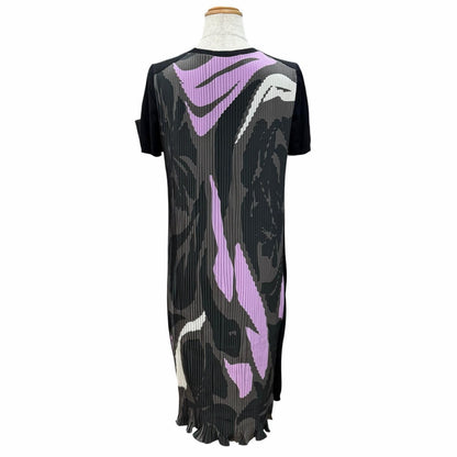 Dior Wool All Over Pattern Pleated Switch Short Sleeve Knit Dress Black 42 — view 3