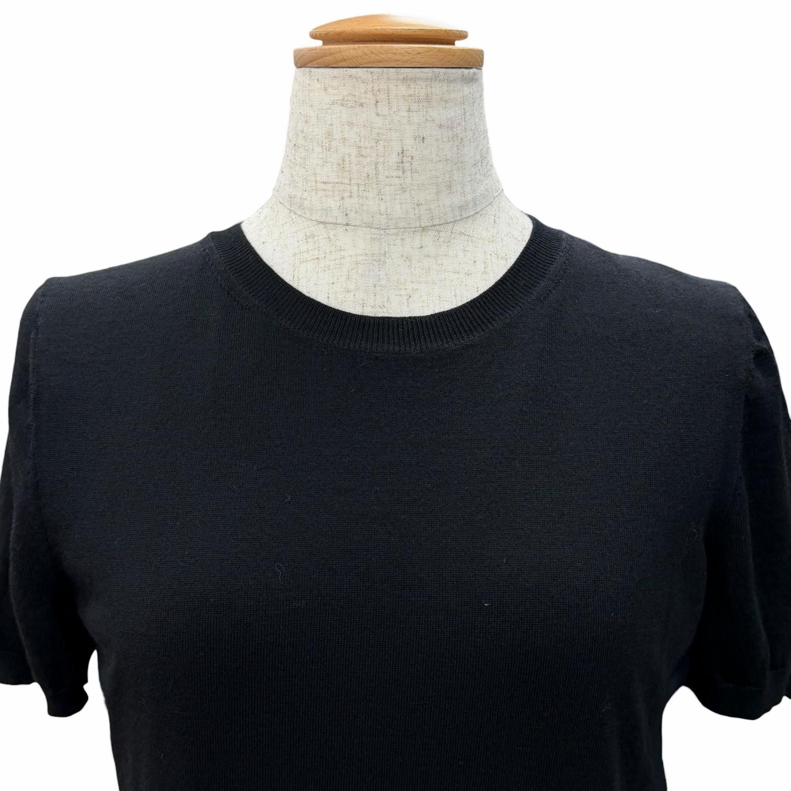 Dior Wool All Over Pattern Pleated Switch Short Sleeve Knit Dress Black 42 — view 4