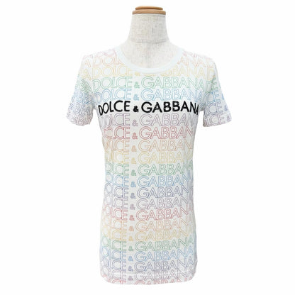 Dolce & Gabbana Cotton 100% Sequin Logo All Over Pattern Crew Neck Short Sleeve