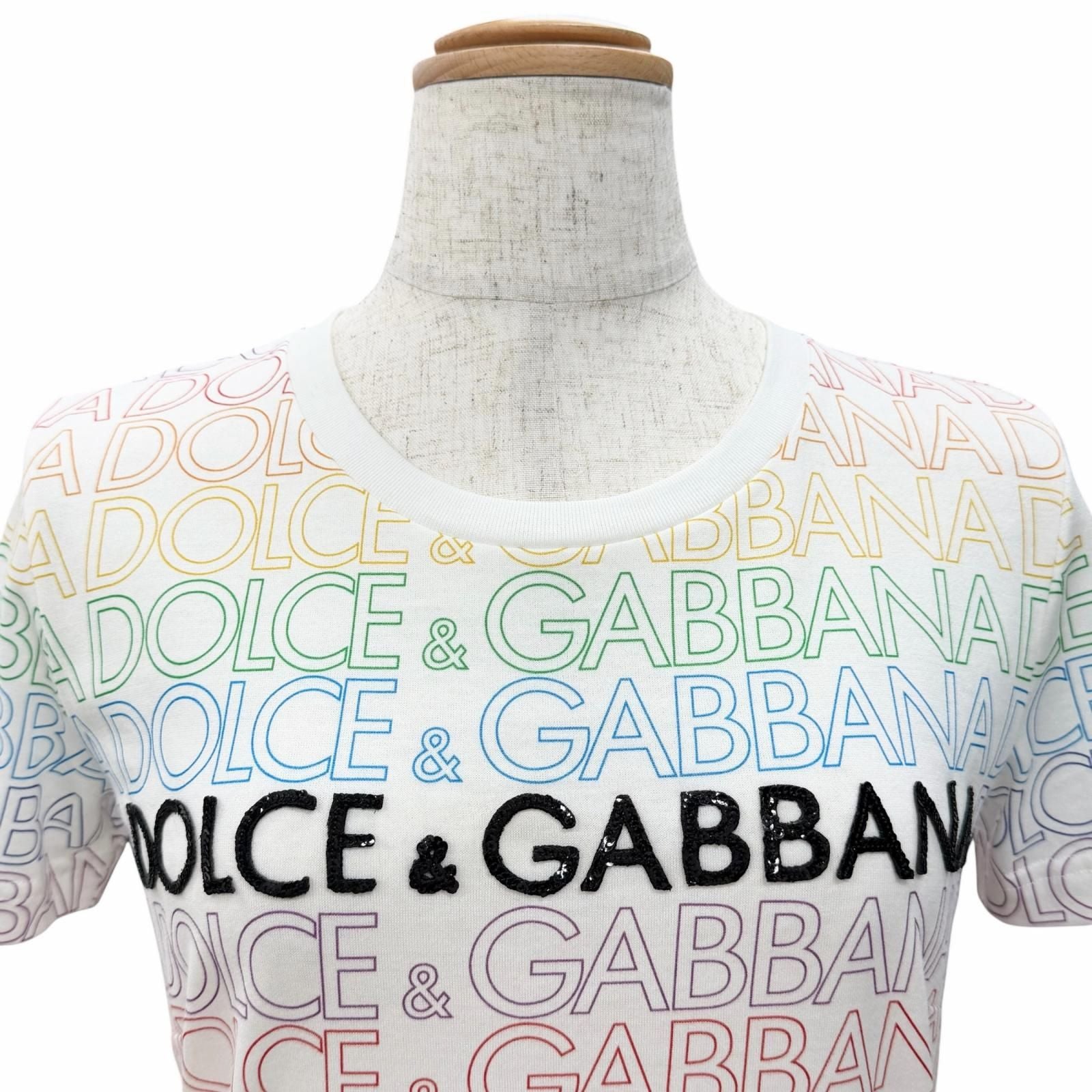 Dolce & Gabbana Cotton 100% Sequin Logo All Over Pattern Crew Neck Short Sleeve — view 4