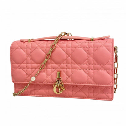 Dior Handbag Cannage MY Leather Pink Champagne Gold 2-Way Bag