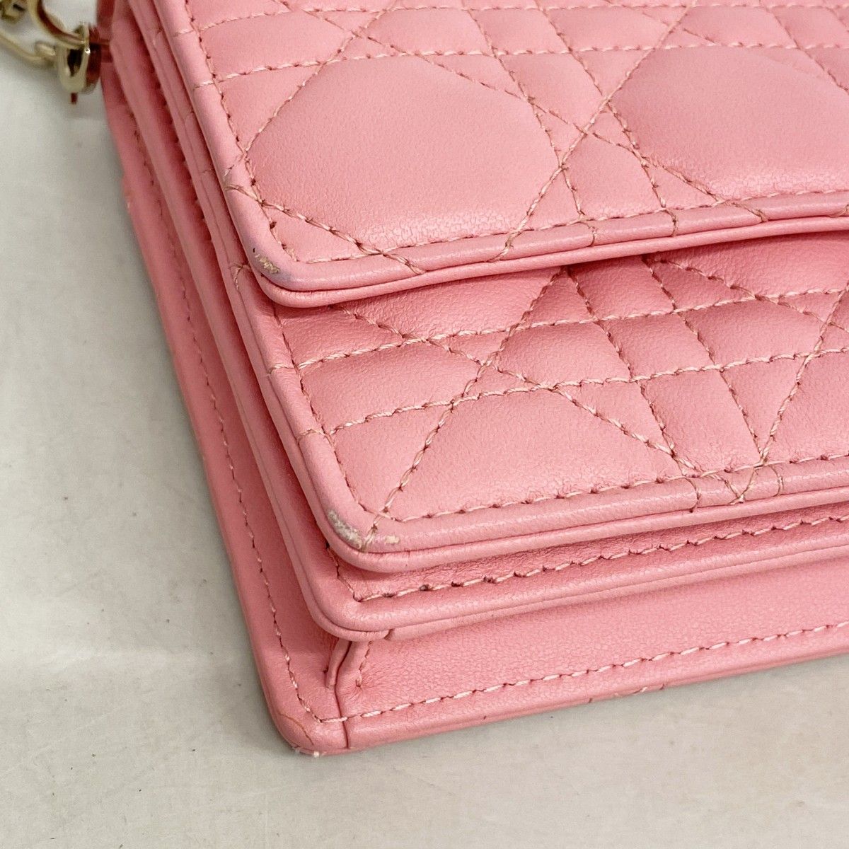 Dior Handbag Cannage MY Leather Pink Champagne Gold 2-Way Bag — view 6