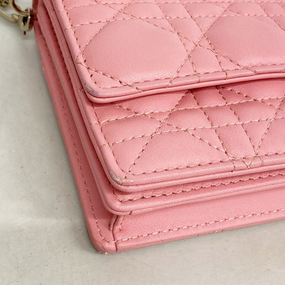 Dior Handbag Cannage MY Leather Pink Champagne Gold 2-Way Bag — view 6