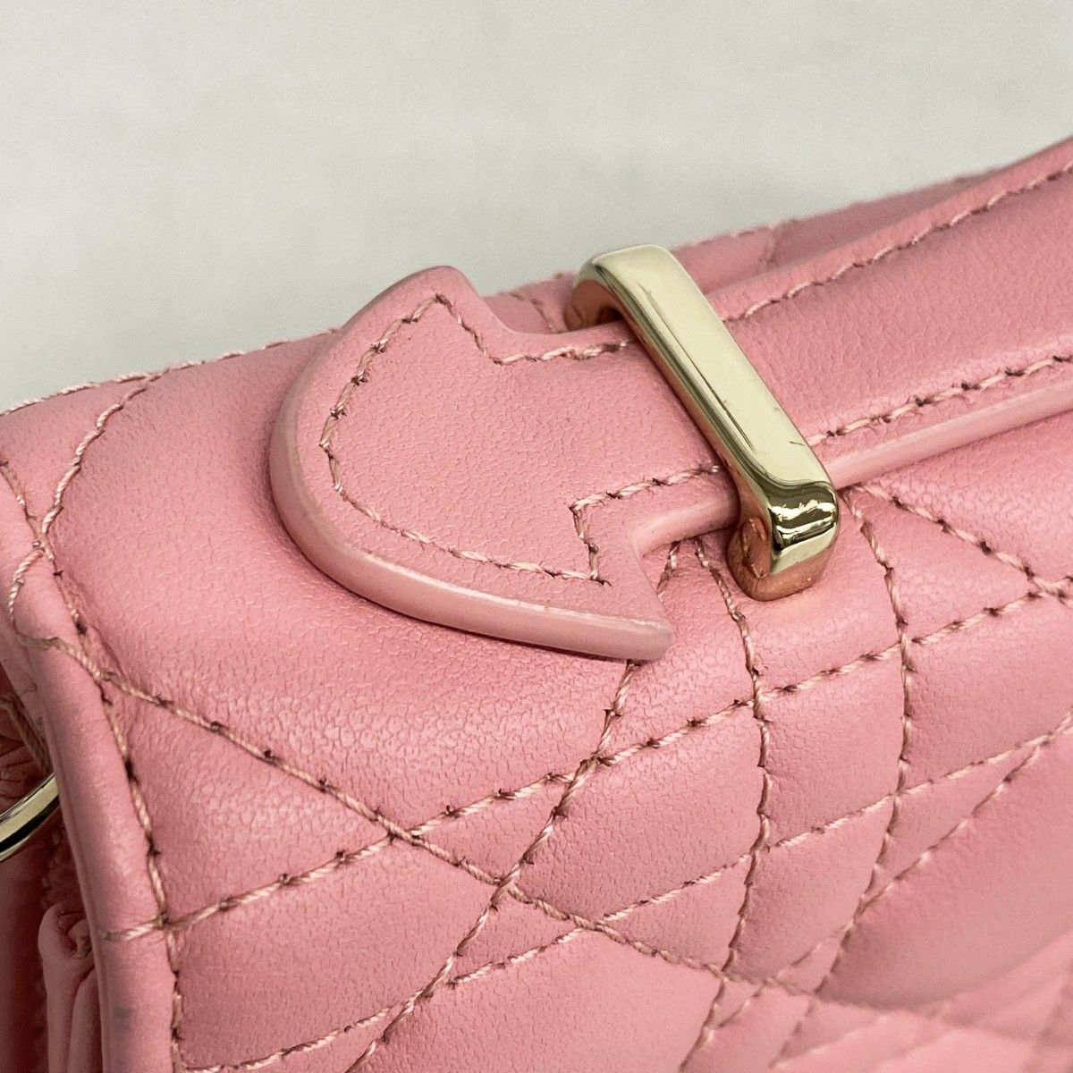 Dior Handbag Cannage MY Leather Pink Champagne Gold 2-Way Bag — view 8