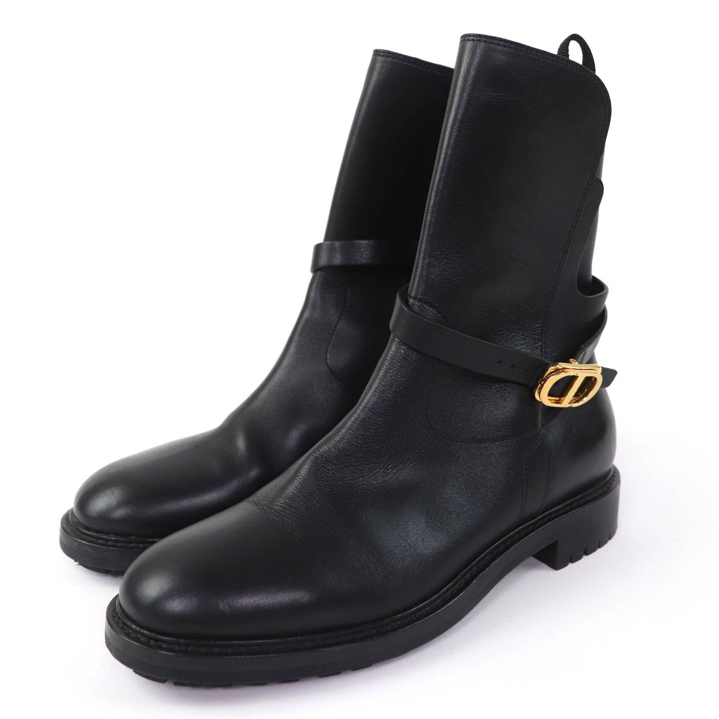 Dior Empreinte Leather Short Boots Black Gold