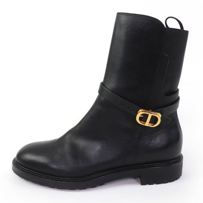 Dior Empreinte Leather Short Boots Black Gold — view 4
