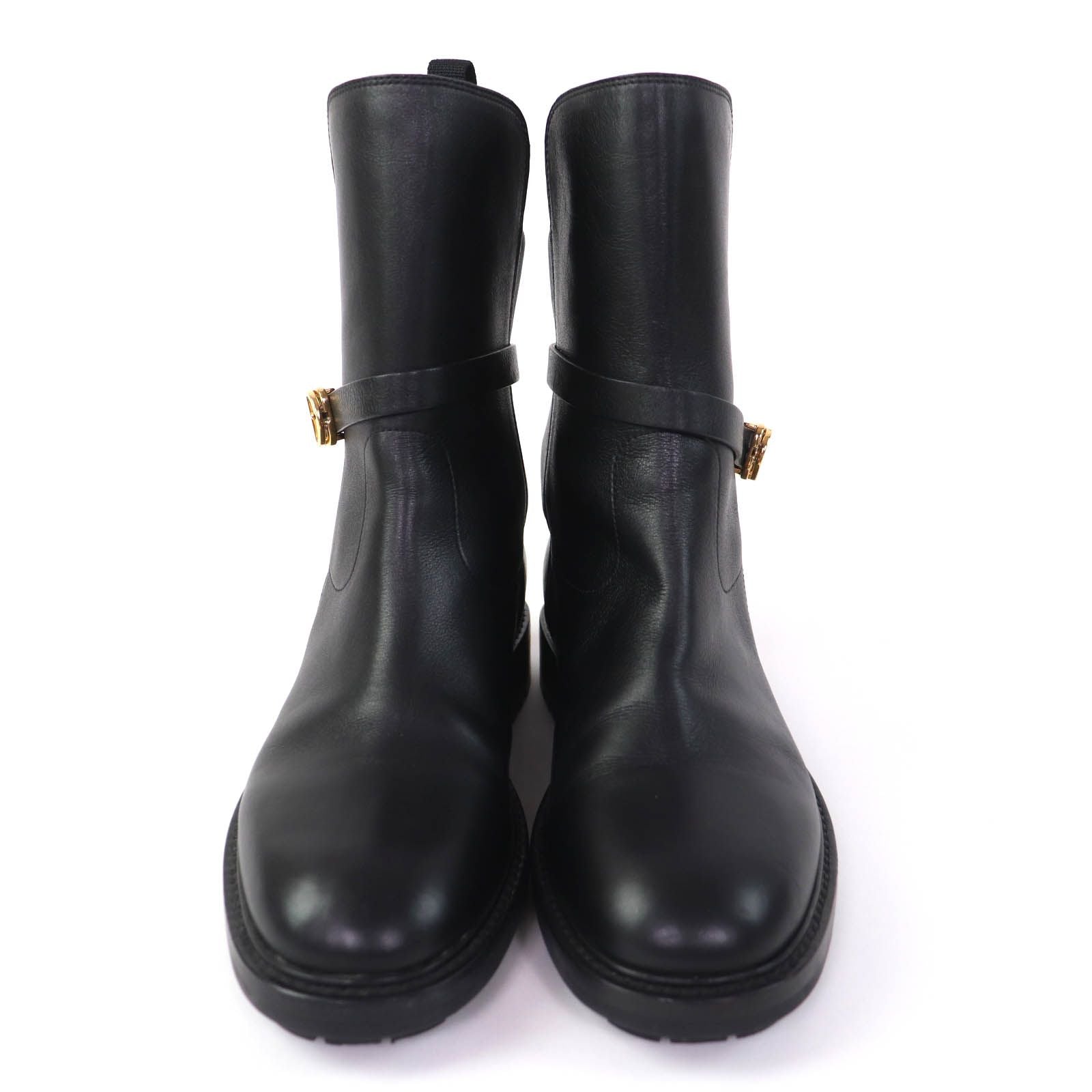 Dior Empreinte Leather Short Boots Black Gold — view 3