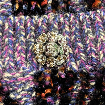 Chanel Alpaca Blend Line Stone Coco Button Thick Neck Knit Cardigan Purple 38 — view 5