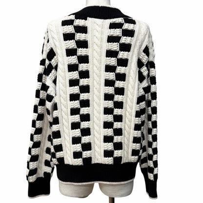 Chanel Line Stone Coco Key Knit Neck Cashmere Sweater Off White Black 42 — view 3