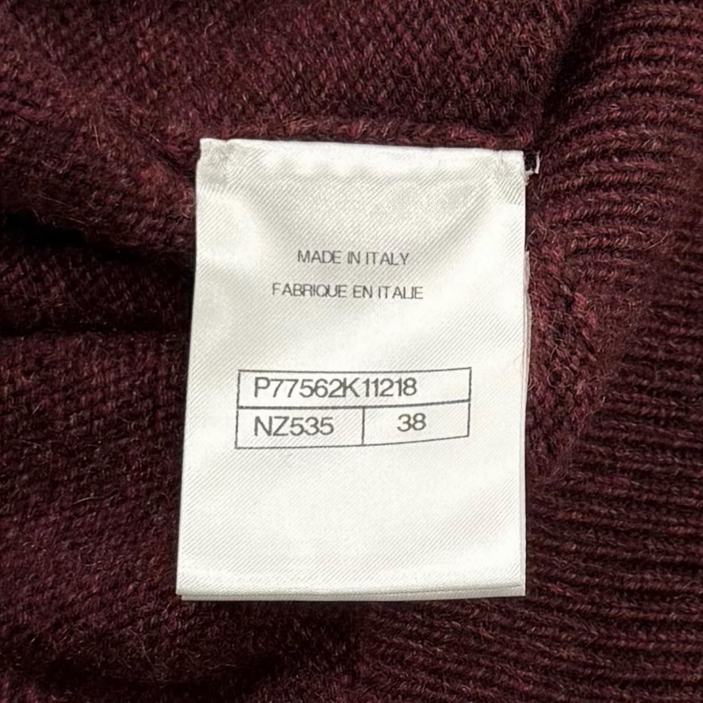Chanel CC Logo Guitar with Patch Crew Neck Long Sleeve Cashmere Knit Bordeaux — view 7