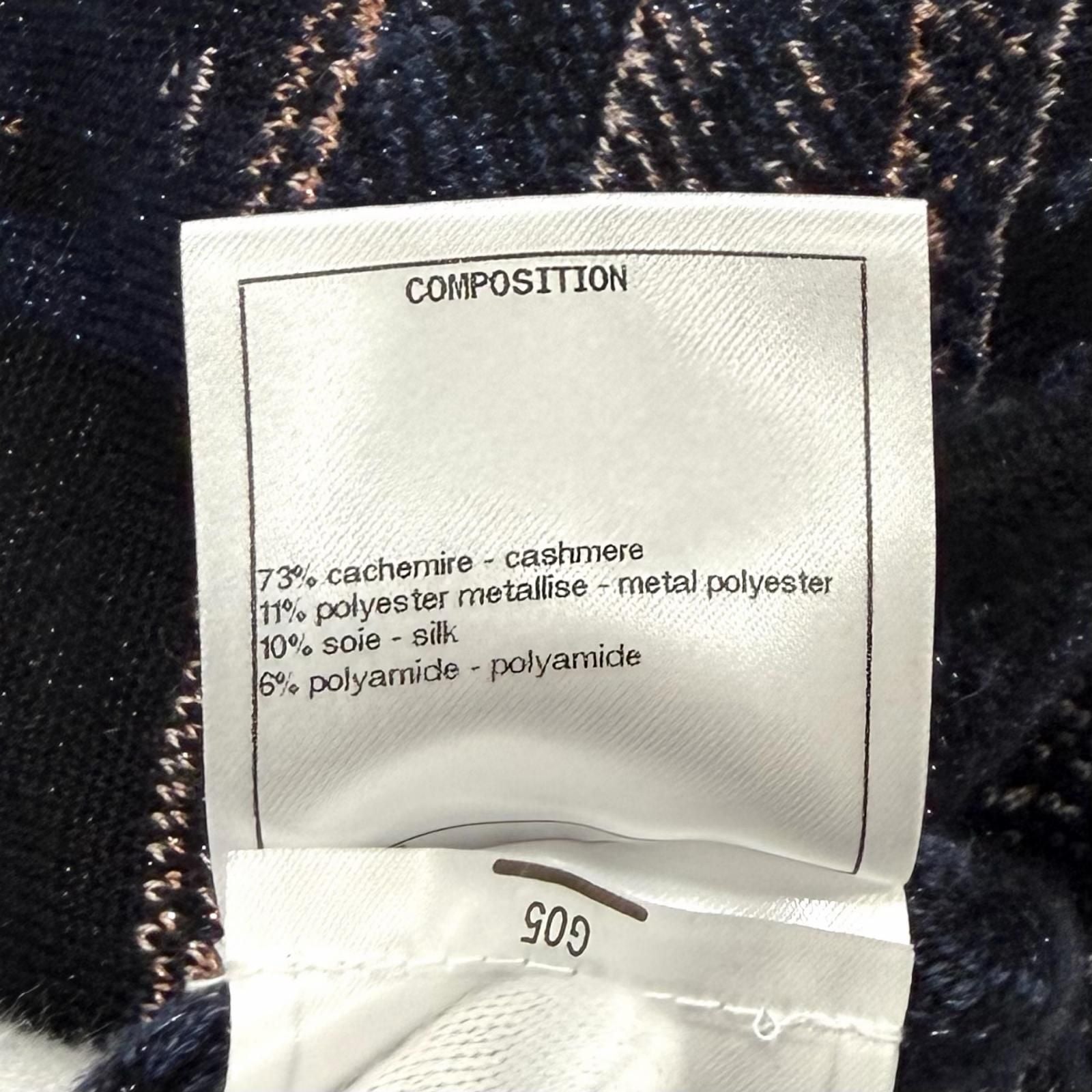 Chanel Cashmere Silk Blend All Over Pattern Lame Side Zip Long Sleeve Knit — view 9