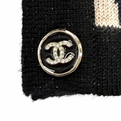 Chanel Cashmere Silk Blend All Over Pattern Lame Side Zip Long Sleeve Knit — view 5