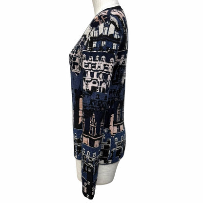 Chanel Cashmere Silk Blend All Over Pattern Lame Side Zip Long Sleeve Knit — view 2