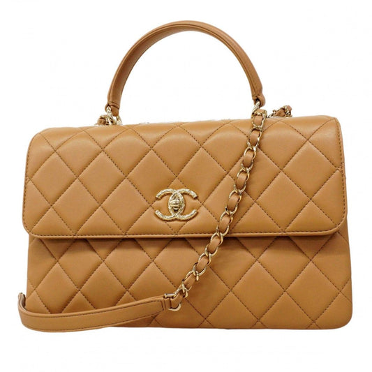 Chanel Handbag Trendy CC Lambskin Light Brown Champagne Gold 2-Way Bag