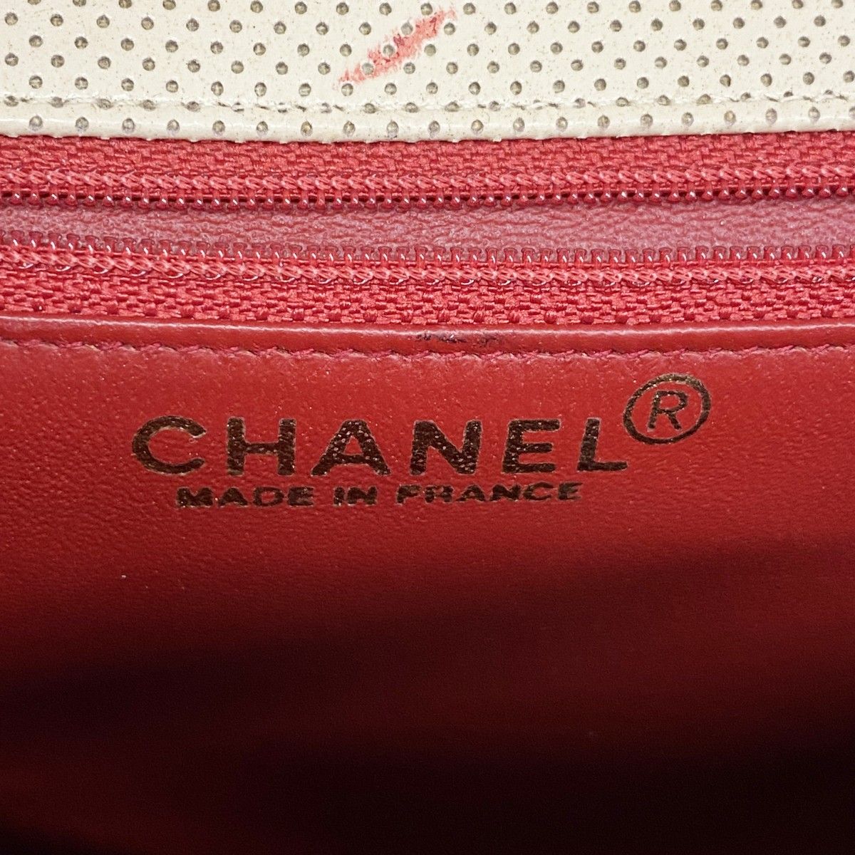 Chanel Shoulder Bag Perforated Leather Beige Gold — view 5