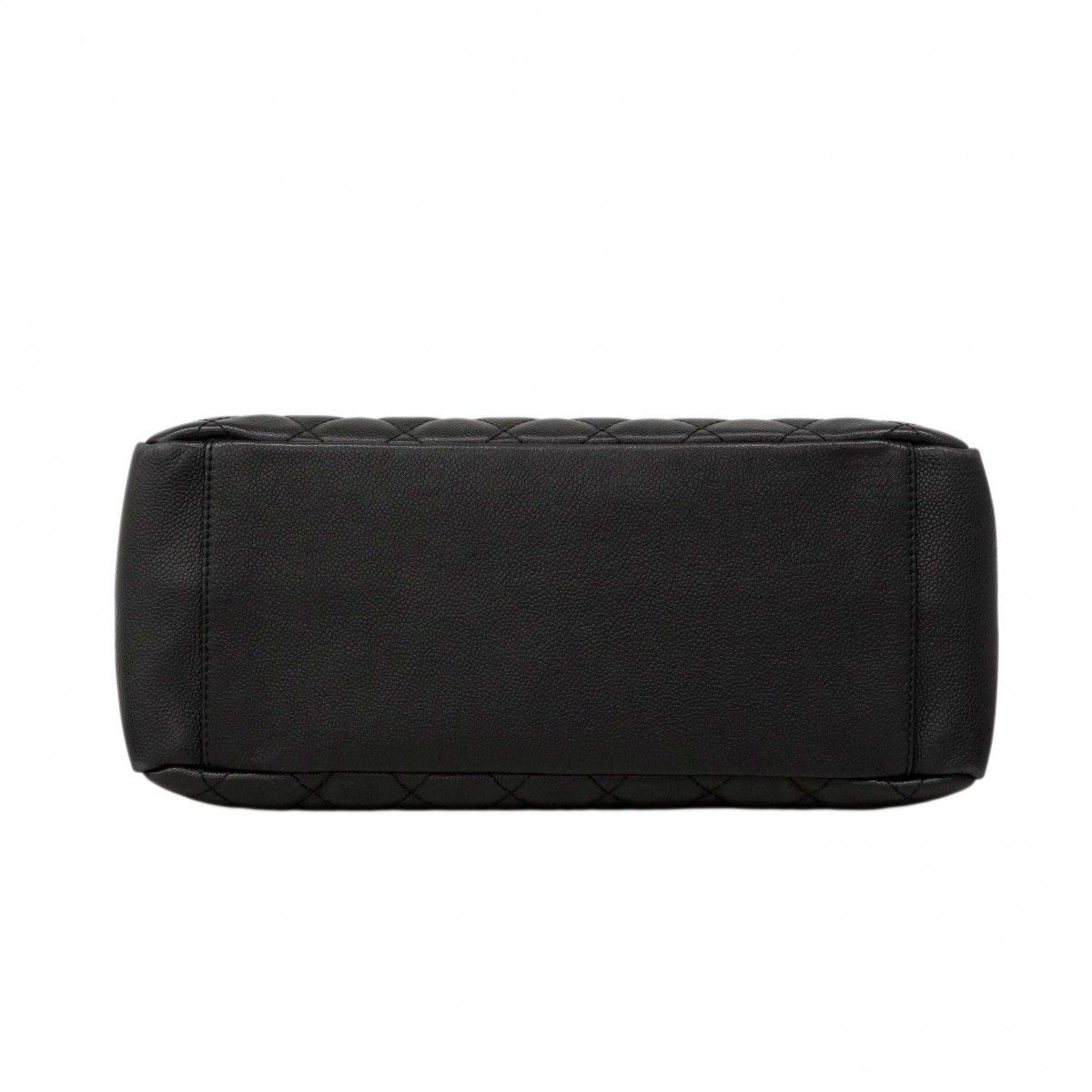 Chanel Chain Tote Quilted Caviar Leather Black Silver — view 3