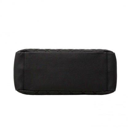 Chanel Chain Tote Quilted Caviar Leather Black Silver — view 3