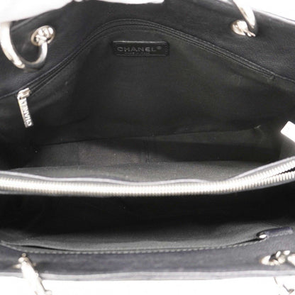 Chanel Chain Tote Quilted Caviar Leather Black Silver — view 4