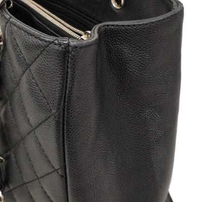 Chanel Chain Tote Quilted Caviar Leather Black Silver — view 7