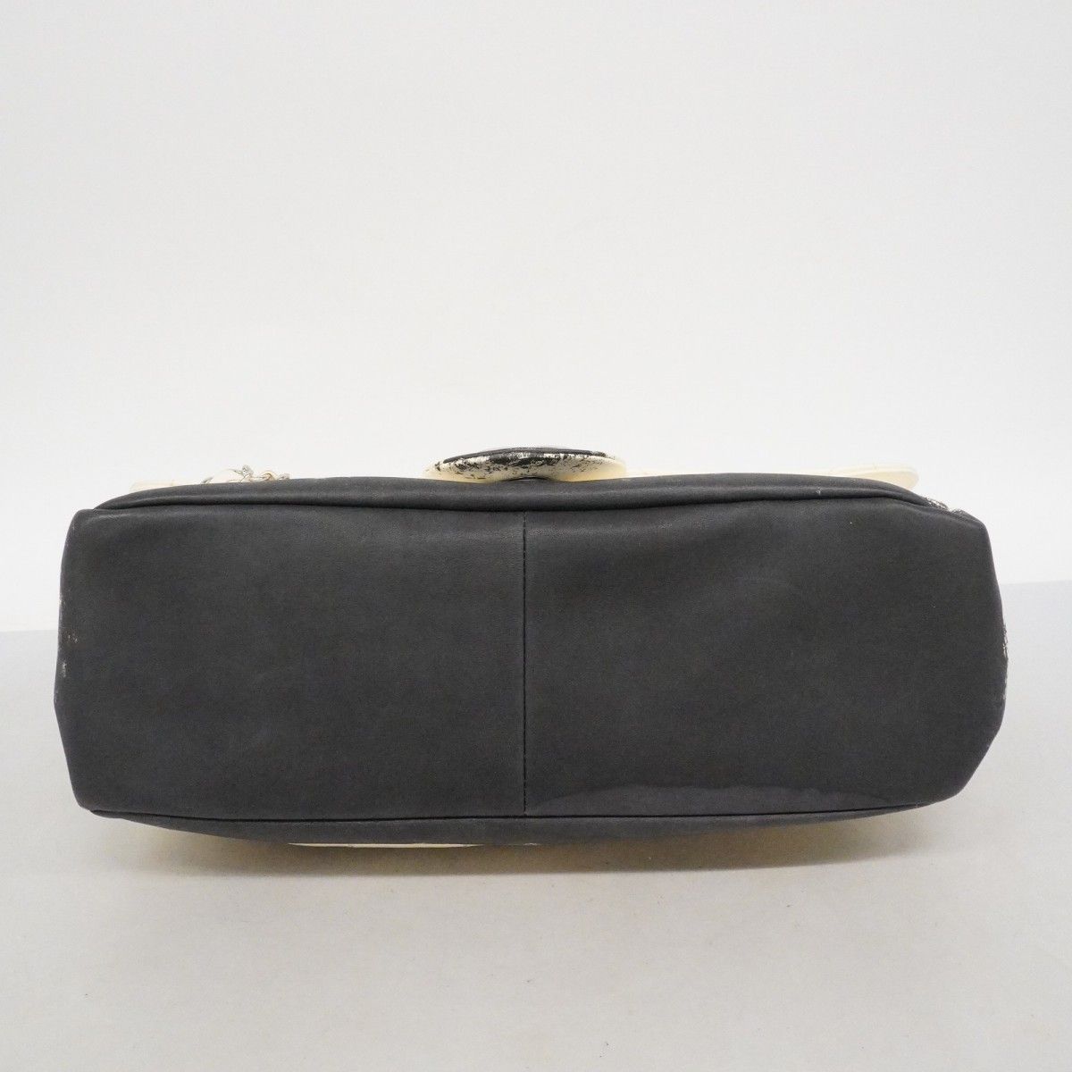 Chanel Shoulder Bag Quilted Lambskin White Black Silver — view 3