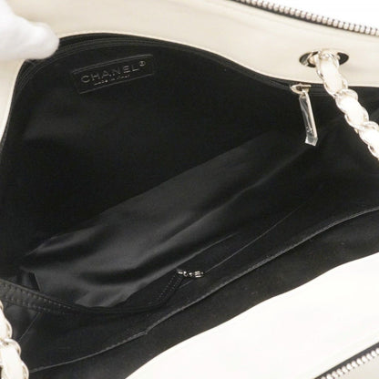 Chanel Shoulder Bag Quilted Lambskin White Black Silver — view 4